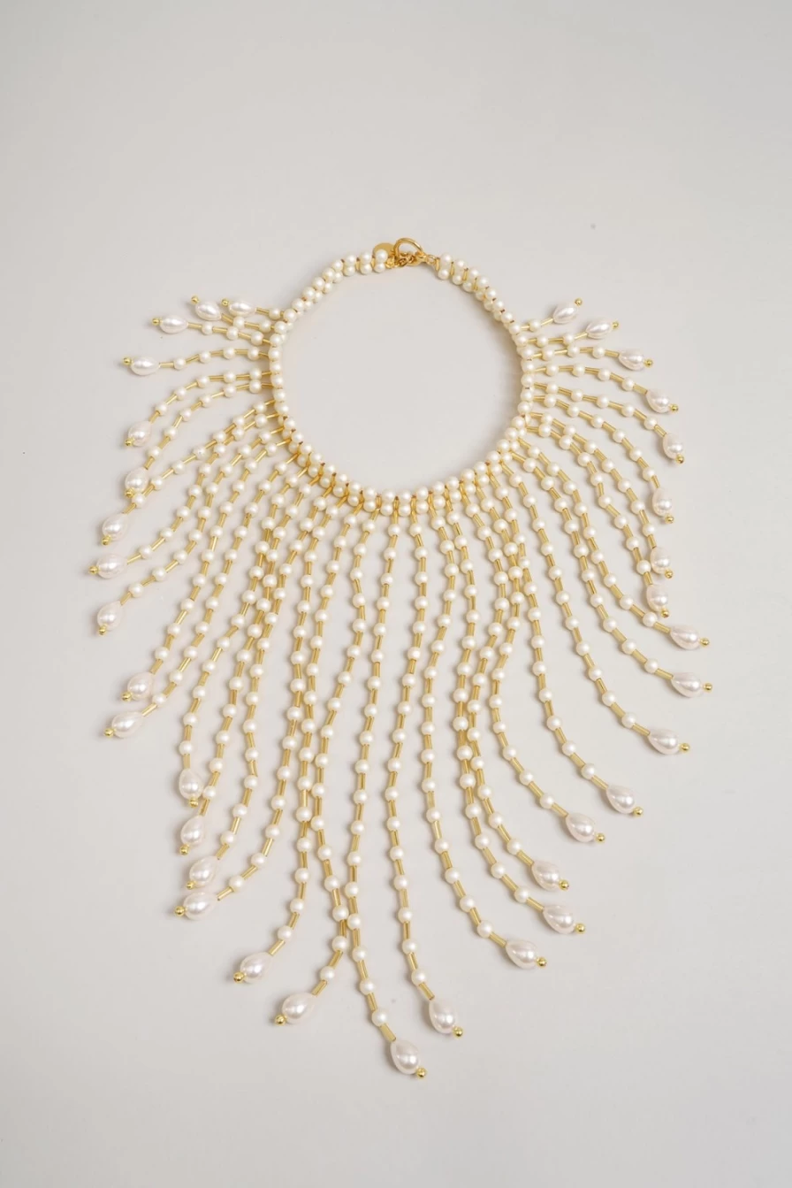 Vanina Women's Chutes Perlees Beaded Necklace | Elegant Pearl Drop Design